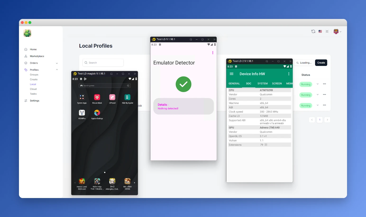 Android Emulator Interface